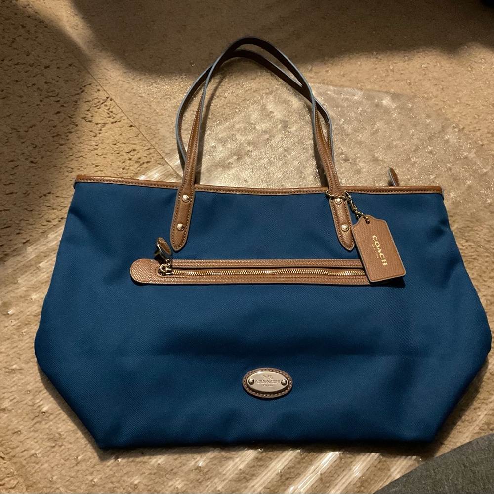 Coach blue and brown canvas